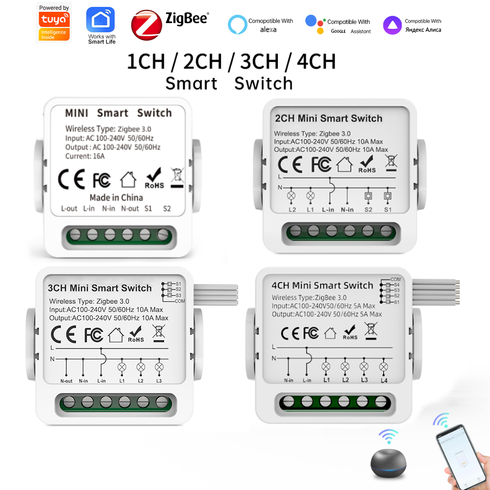 Tuya 4 Channel - Tuya Zigbee 3.0 Smart Switch 1/2/3/4-weg