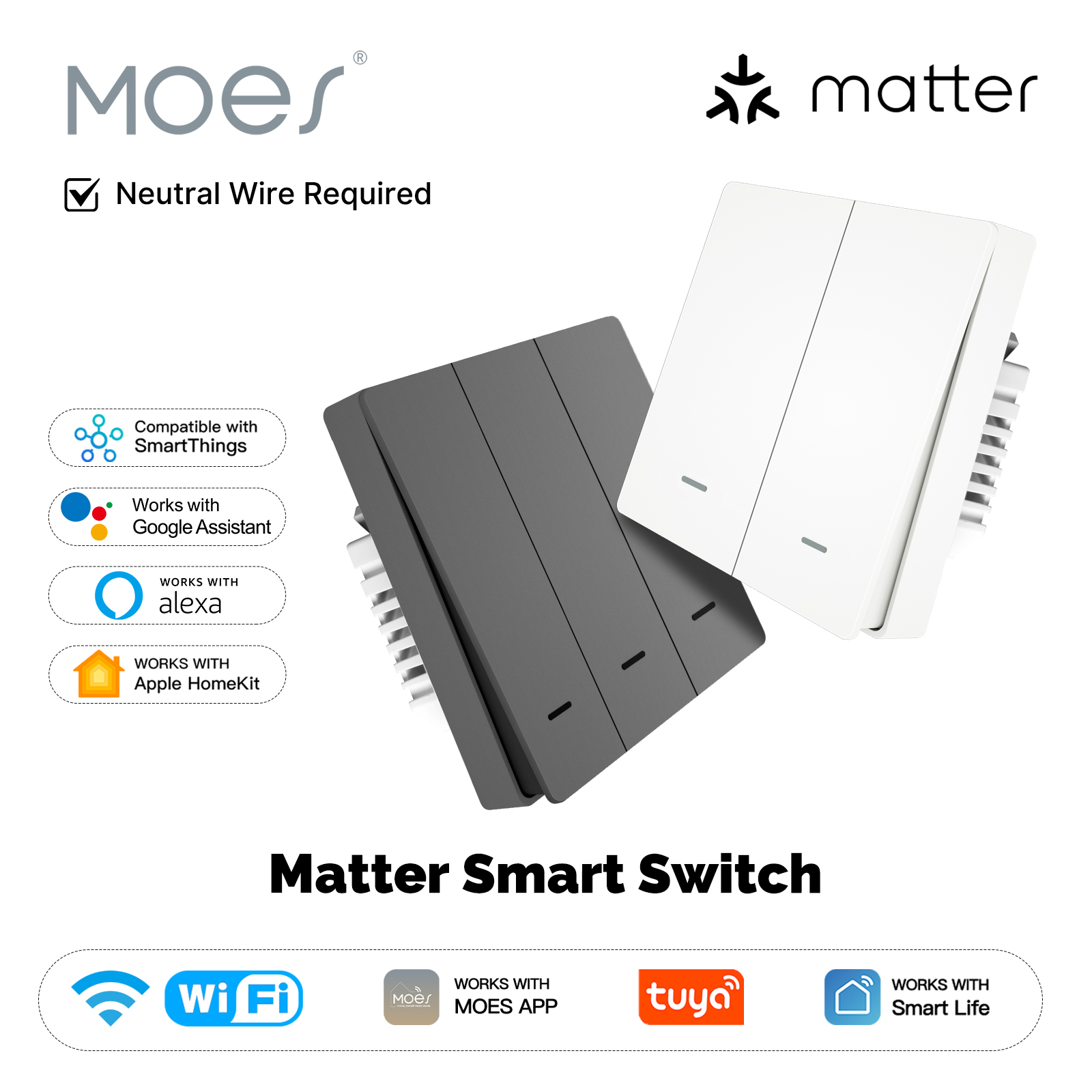 Smart Relay Tuya - MOES Matter Tuya WiFi Smart Light-knopschakelaar